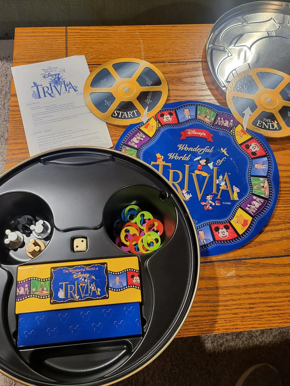 1997 Wonderful World of Disney Trivia Game – Gold Collector Film Reel Tin